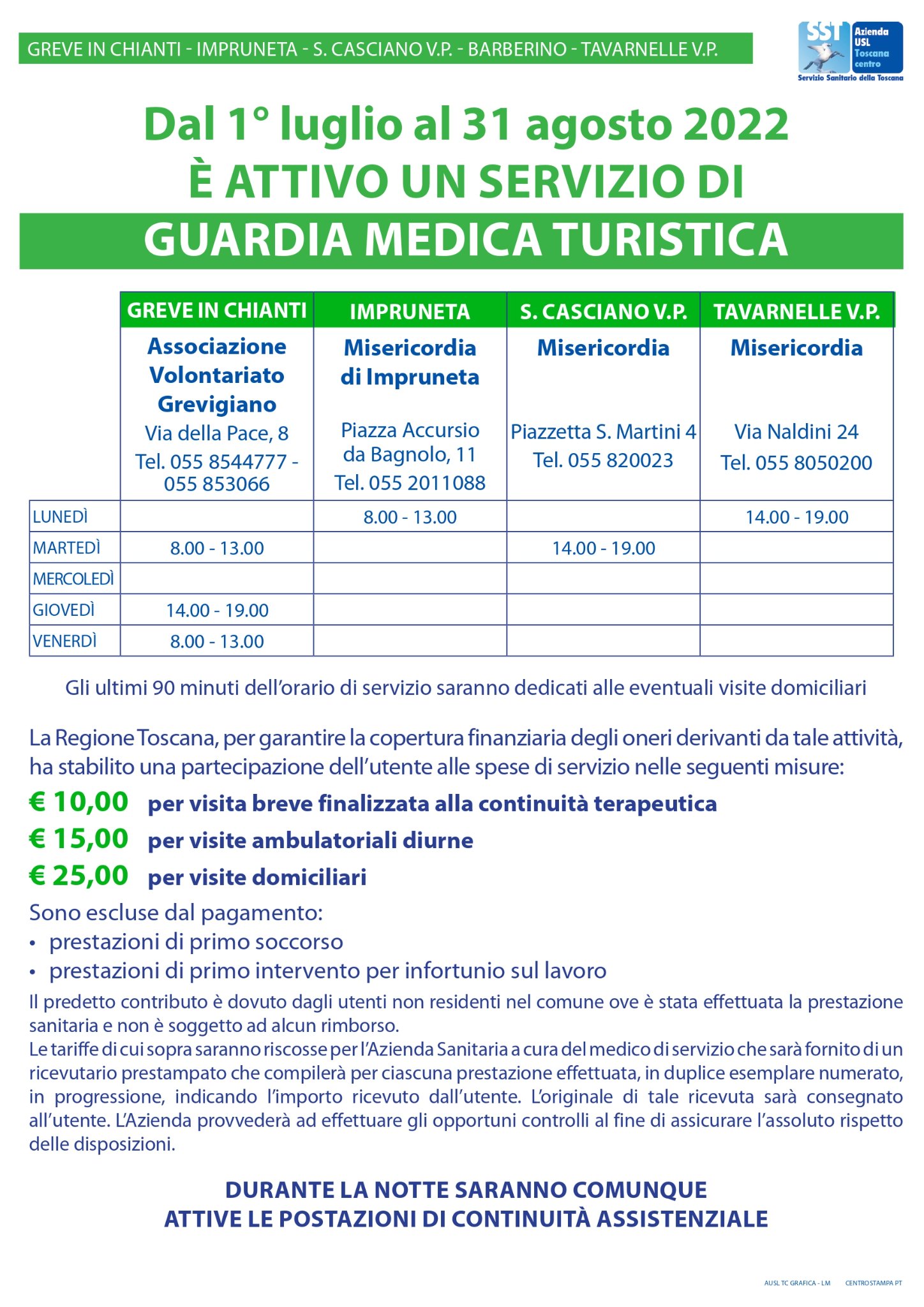 Locandina Guardia Medica Turistica