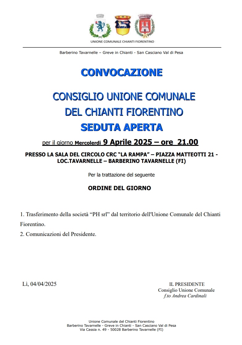 Locandina Consiglio Comunale aperto 