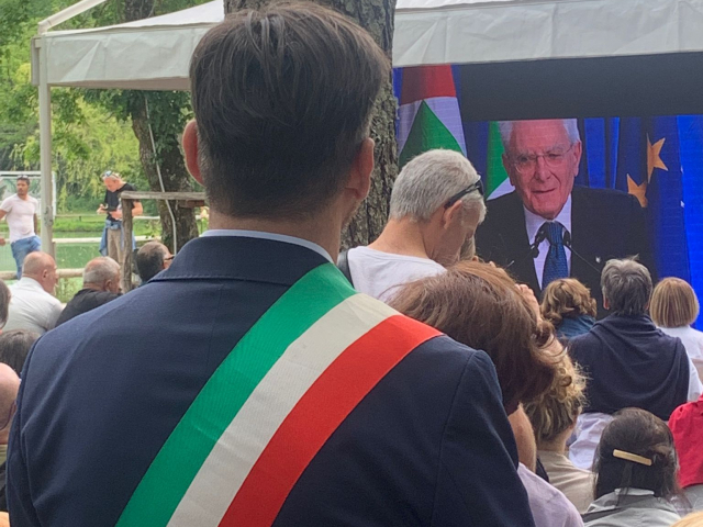 immagine presidente Unione Roberto Ciappi alla marcia di Barbiana